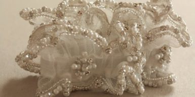 Pearl Drops Heirloom Wedding Garter with Rhinestones and Pearls