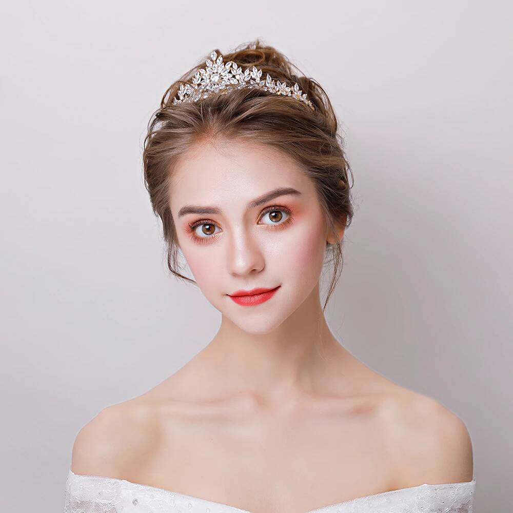 Bride wearing CZ Tiara