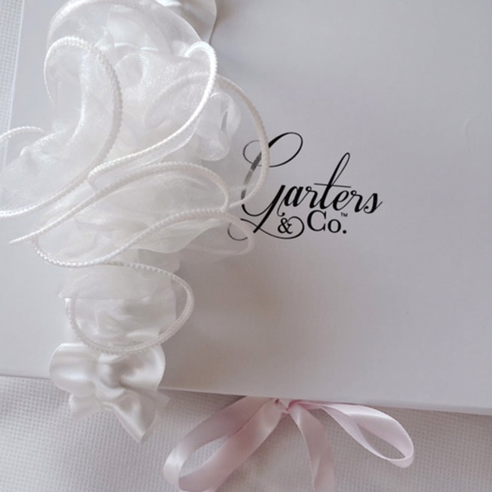 Satin Bridal Garter with swirls of soft organza