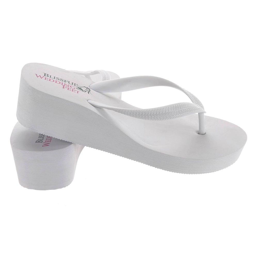 High wedge heeled flip flops for bride