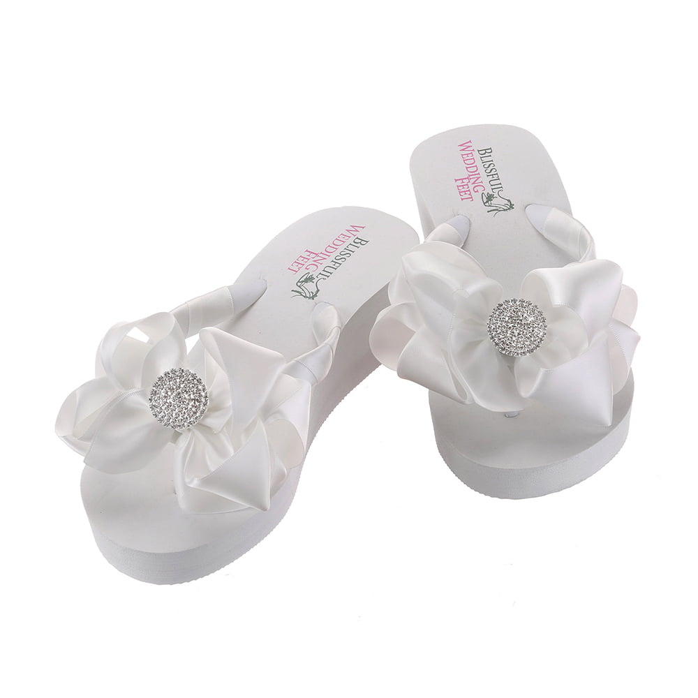 Pave Rhinestone embellishment on Bridal Flip Flops Bow