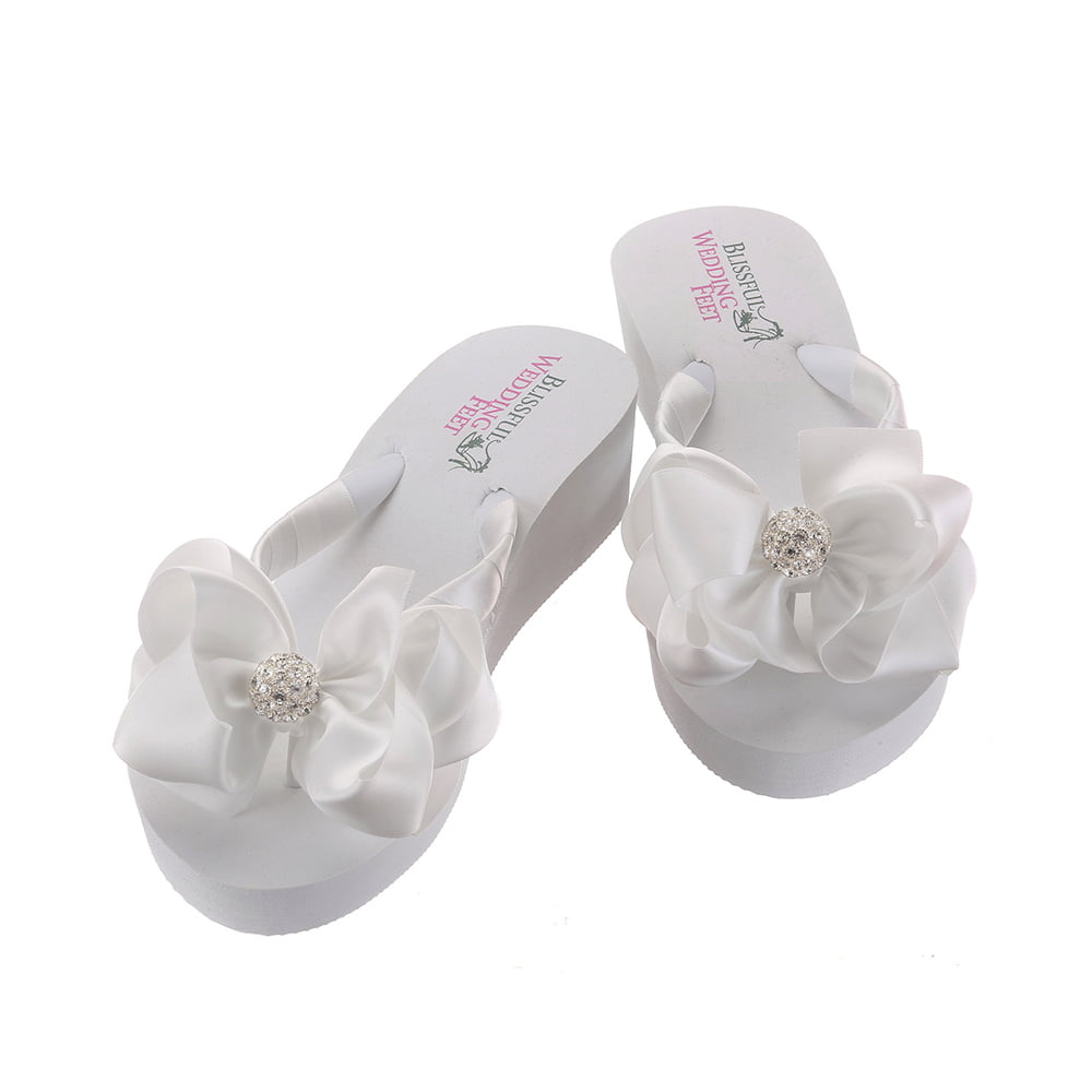 Round ball Rhinestone Embellishment on Bridal Flip Flops