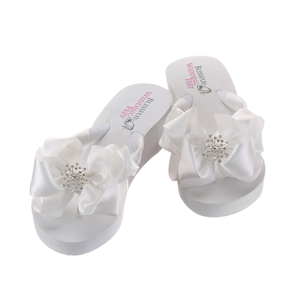 Starburst Rhinestone embellishment on Bridal Flip Flops bow