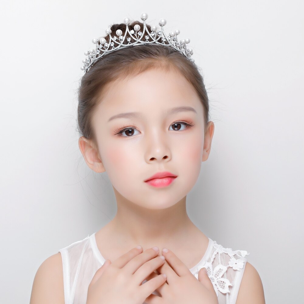 Flower Girl Tiara with Pearls and Crystals