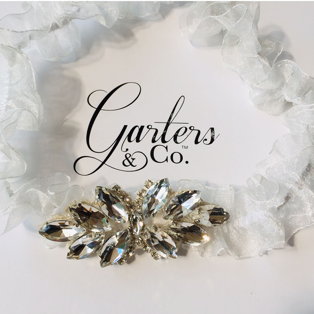 Rhinestones design on an organza Wedding Garter